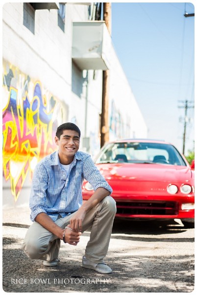 High School Senior Session, Car, Graffiti, Downtown Denver